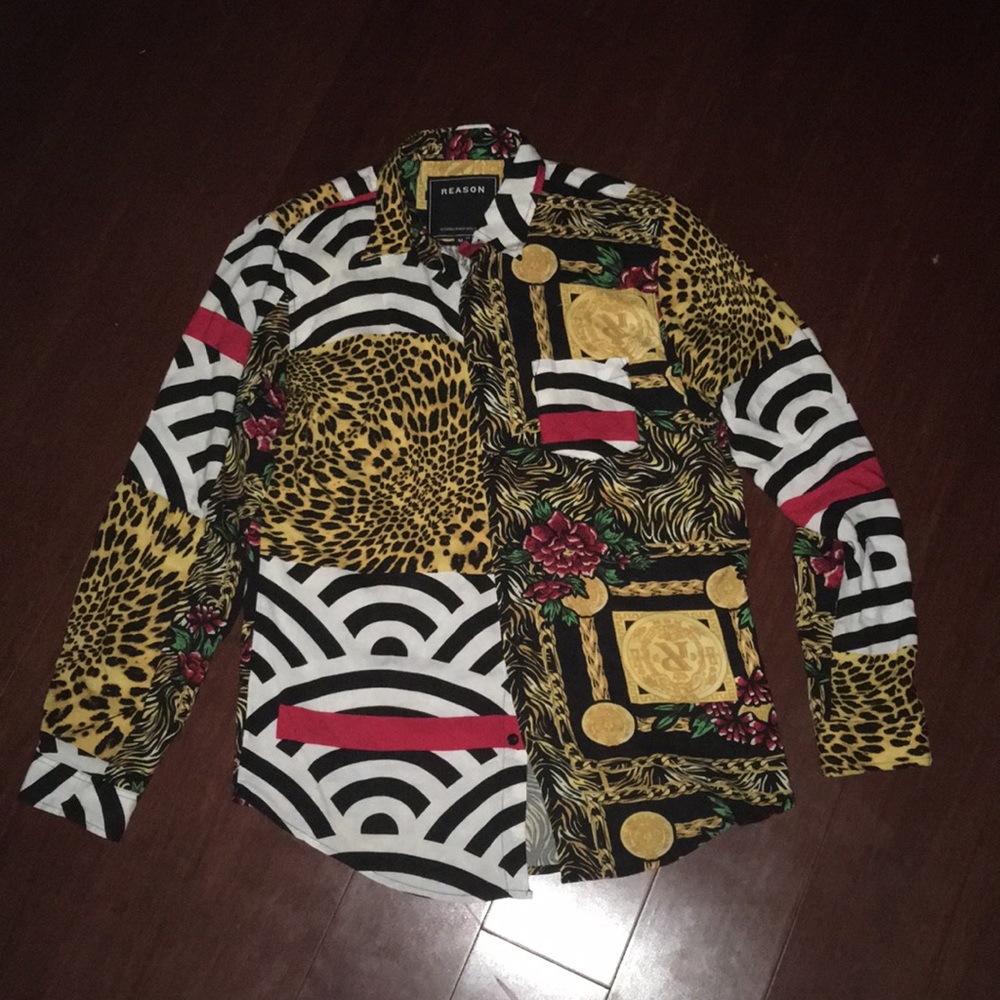 Multi print cheetah button up